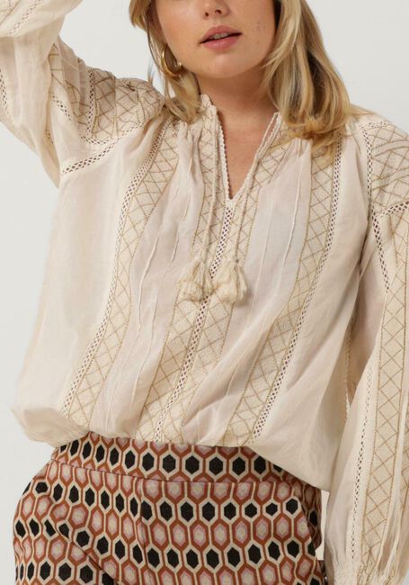 Witte SUMMUM  TOP EMBROIDERED COTTON VOILE - large
