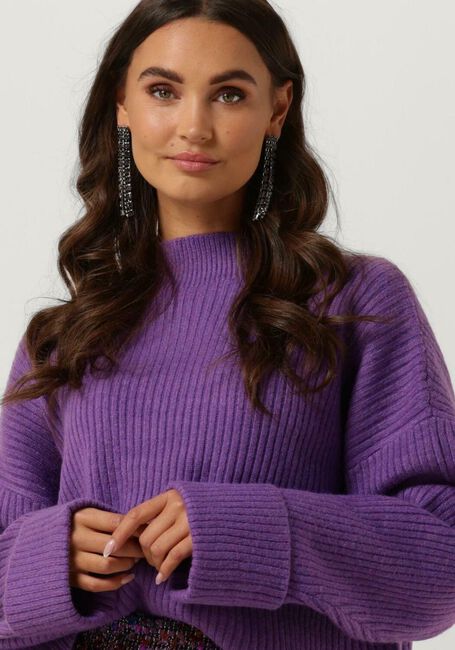 CO'COUTURE Pull ROW BOX CROP KNIT en violet - large