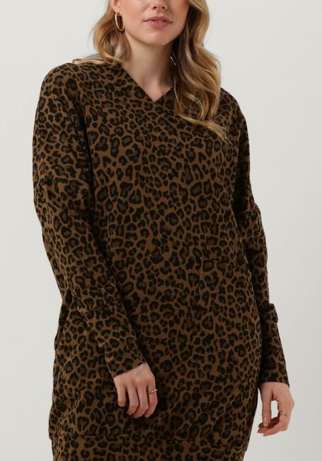 Bruine 10DAYS Mini jurk V-NECK DRESS LEOPARD - large