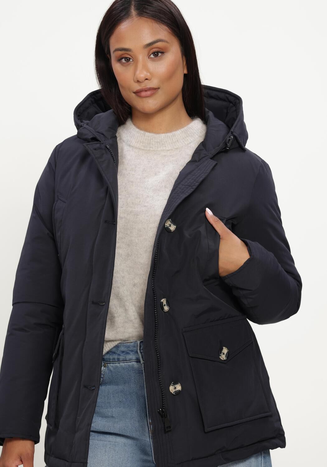 Donkerblauwe AIRFORCE Gewatteerde jas 4 POCKET PARKA - large
