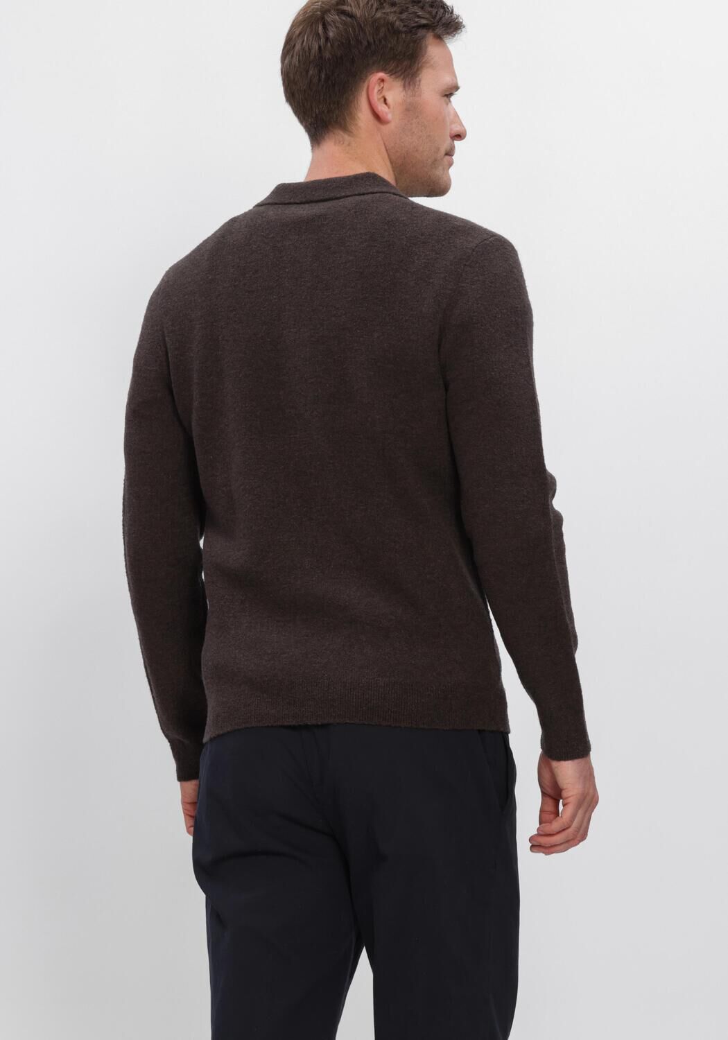 Bruine PROFUOMO Polo BOILED WOOL - large