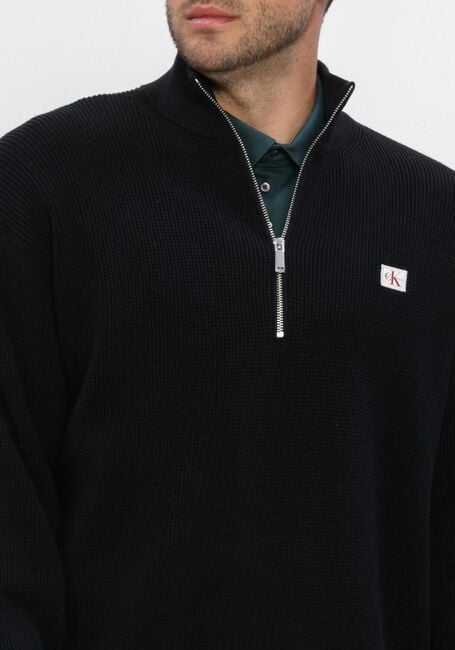 Zwarte CALVIN KLEIN Trui LS EZ COTTON WAFFLE QUARTER ZIP - large