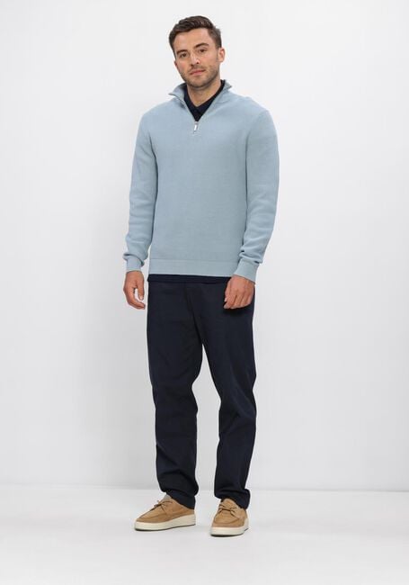 Blauwe SELECTED MEN Trui SLHDANE LS KNIT STRUCTURE HALF ZIP NOOS - large