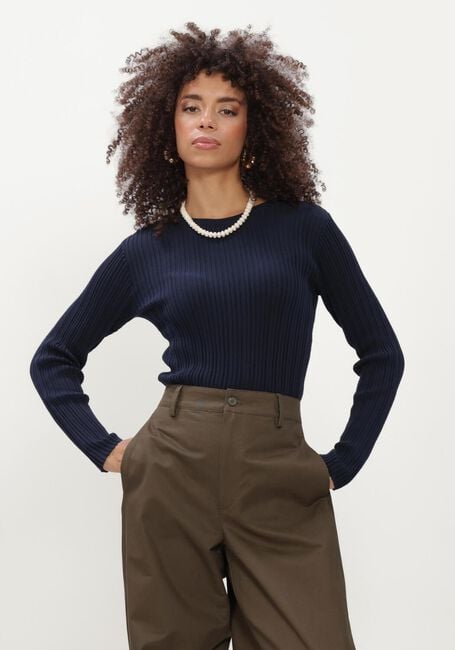 Donkerblauwe SELECTED WOMEN Trui SLWTOLEDO LS KNIT STRUCTURE ONECK - large