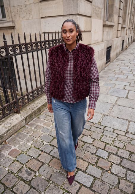 NEO NOIR NEOELLA MEDIUM CHECK SKIRT Blouses Bordeaux - large