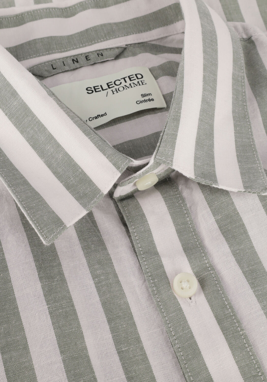 SELECTED MEN Chemise d&eacute;contract&eacute; SLHSLIMNEW-LINEN SHIRTS SS CLASSIC W en vert - large