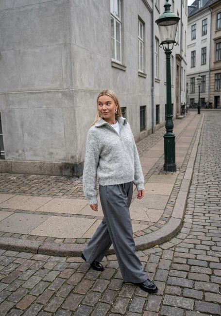 SIMPLE Pull KNIT-BOUCLE-25-3 Gris clair - large