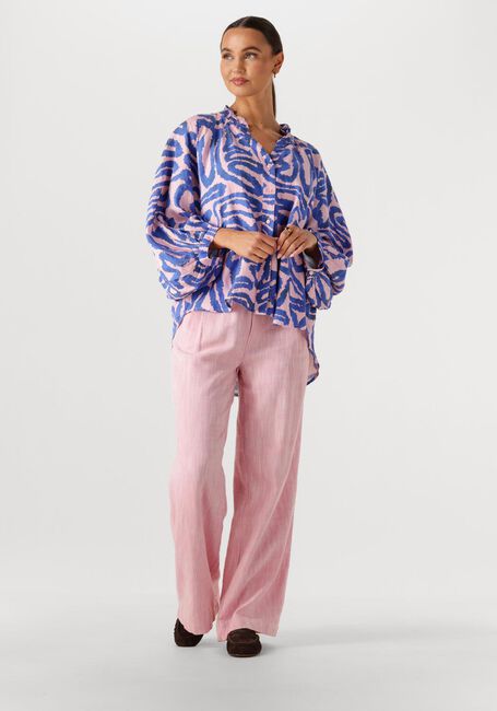 POM AMSTERDAM BLOUSE WAVES PINK LINEN Blouses en multicolore - large