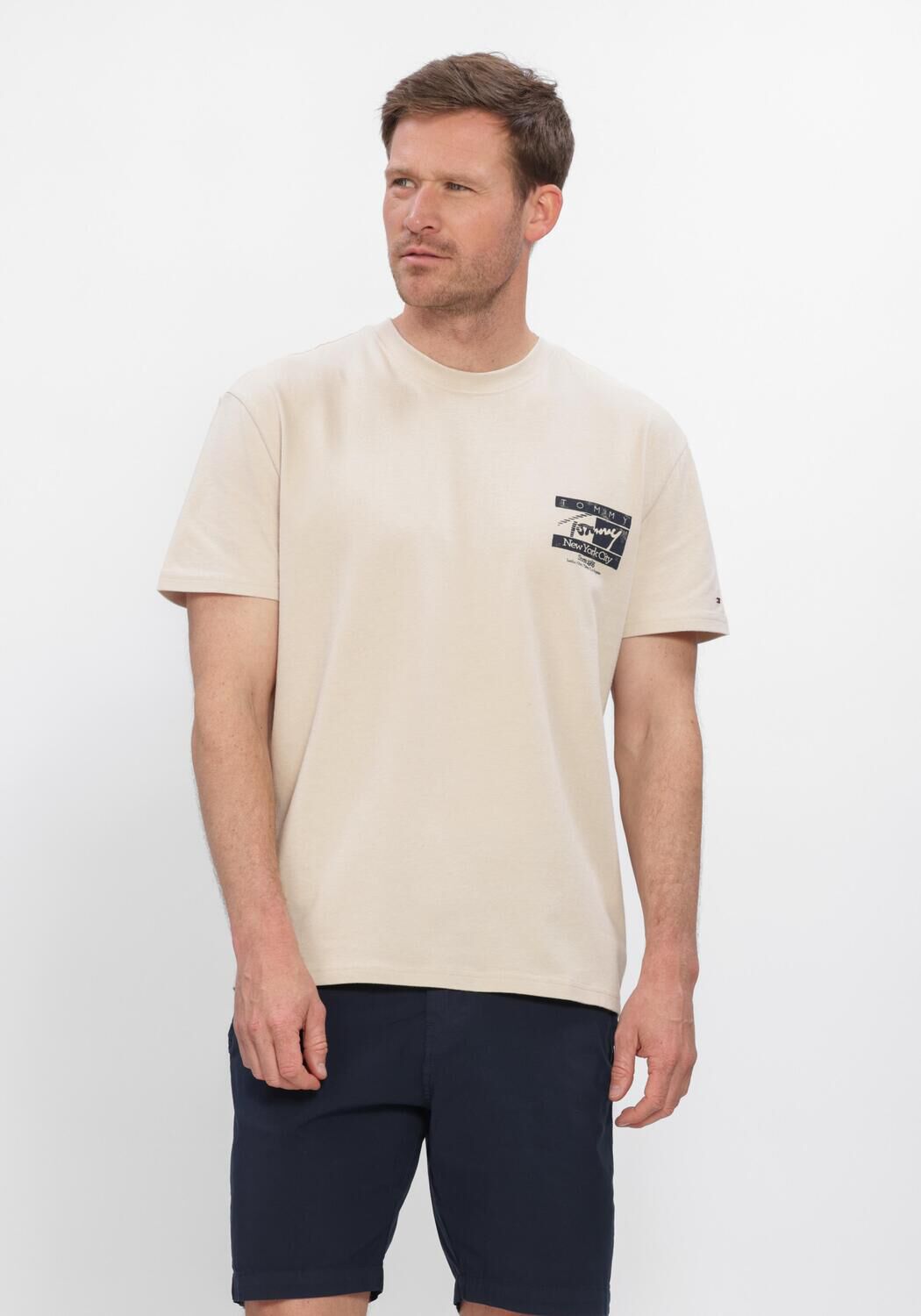 TOMMY JEANS Polo TJM REG SIGN FLAG SS TEE EXT en beige - large