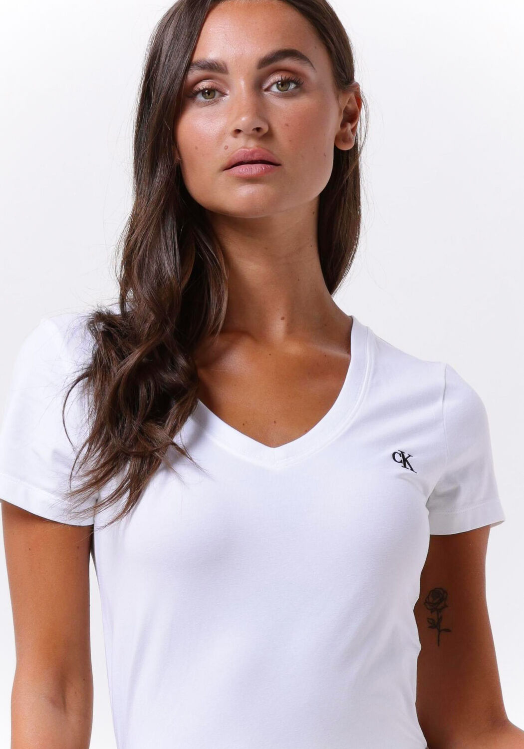Witte CALVIN KLEIN T shirt CK EMBROIDERY STRETCH Omoda