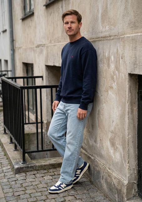 Donkerblauwe CALVIN KLEIN Trui LS EZ COTTON CREWNK SWEATER 12GG - large