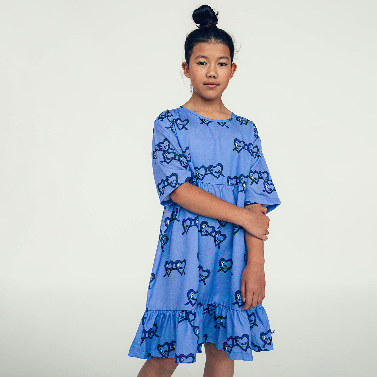 CARLIJNQ Mini robe SUNNIES - FLARED DRESS 3/4 SLEEVES en bleu - large