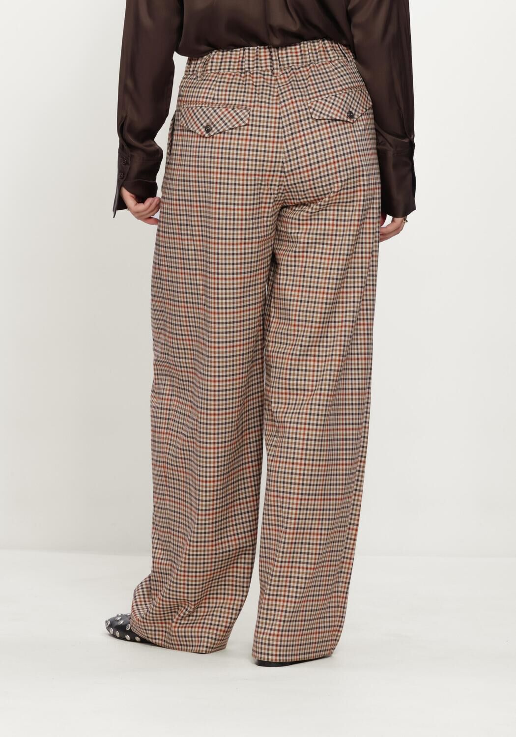 Multi SUMMUM Wijde broek TROUSERS CHECK GOJI BERRY - large