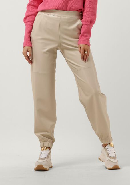 Beige VANILIA Pantalon FAUX LEATHER SIDE ZIP - large