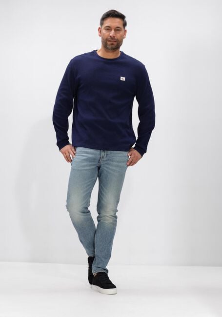 CALVIN KLEIN Pull LS WAFFLE BADGE CREWNK TEE Bleu fonc&eacute; - large