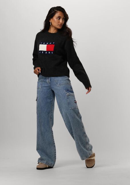 Zwarte TOMMY JEANS Trui TJW MELANGE FLAG SWEATER - large