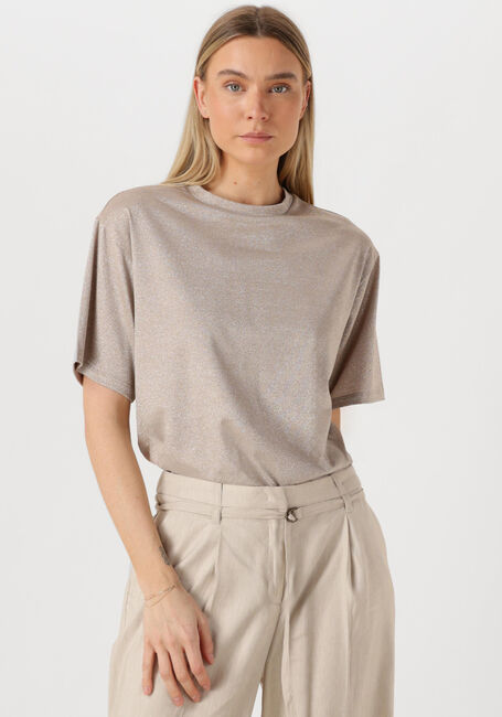 SUMMUM T-shirt BOXY TOP SOFT LUREX JERSEY en beige - large