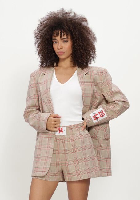 ALIX THE LABEL Blazer LADIES WOVEN OVERSIZED CHECK BLAZER Sable - large