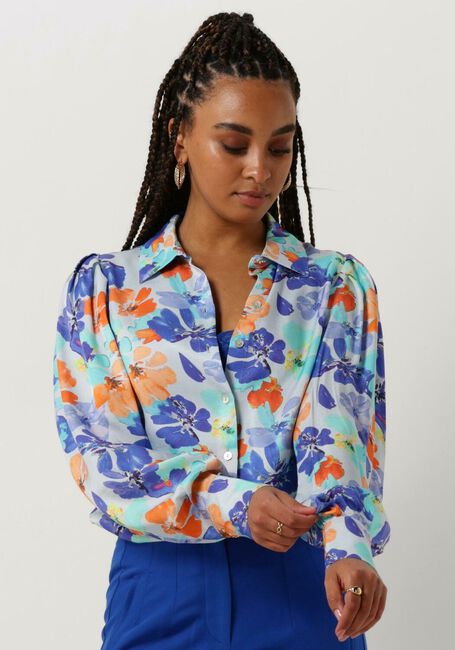 JANSEN AMSTERDAM WP764 PRINTED BLOUSE LONG PUFFED SLEEVE Blouses Bleu clair - large