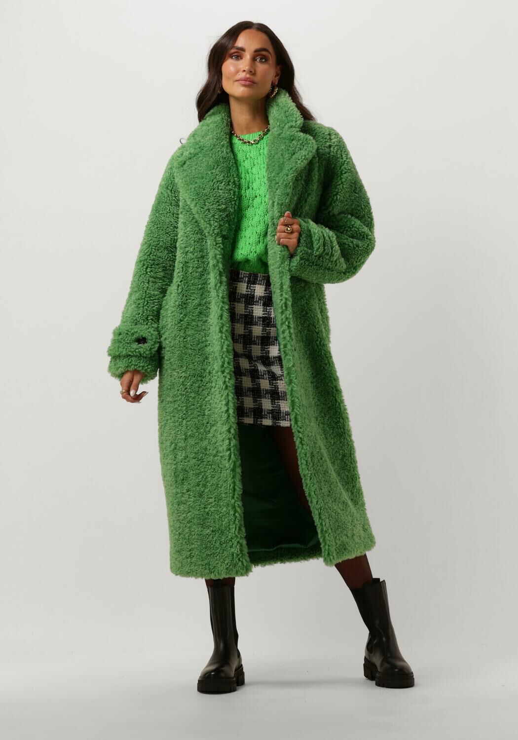 Manteau vert fausse fourrure hotsell