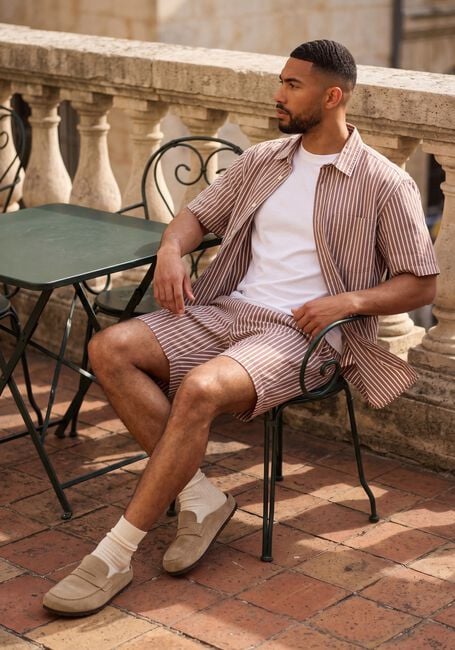 SELECTED MEN Chemise d&eacute;contract&eacute; SLHRLXSTUART SEERSUCKER SS  SHIRT en beige - large
