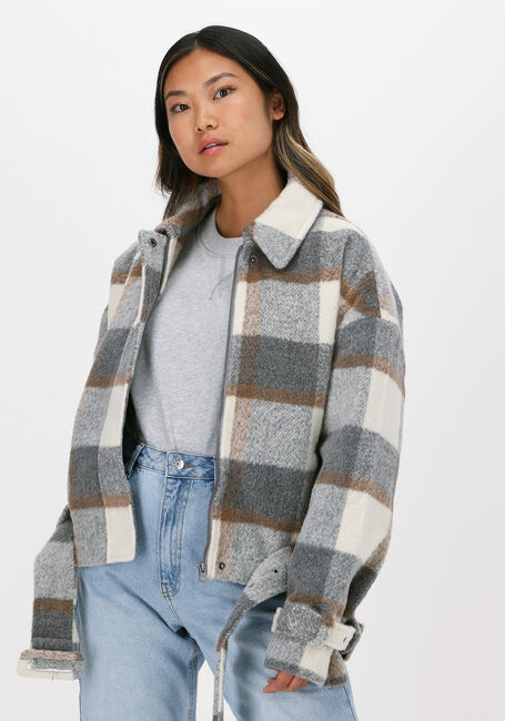 NA-KD Jack BELTED SHORT CHECKED JACKET Blanc - large