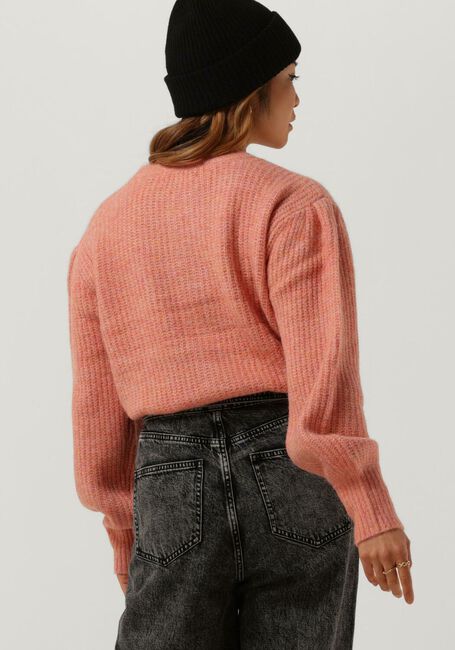 SCOTCH & SODA Gilet KNITTED CREWNECK CARDIGAN WITH PUFFED SLEEVES en rose - large