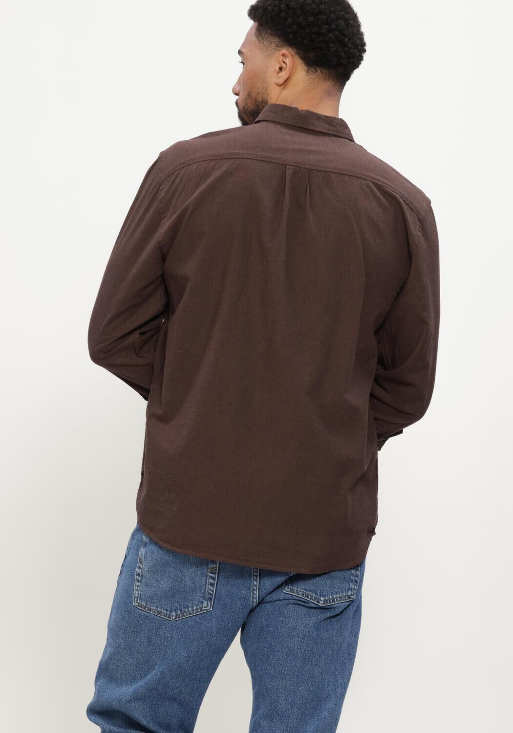 Bruine SELECTED MEN Casual overhemd SLMREGCOLE JAY MELANGE LS SHIRT NOOS - large