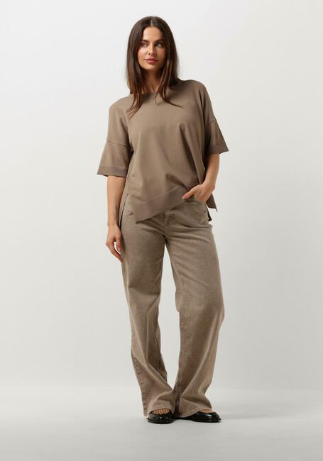 Bruine SELECTED FEMME T-shirt SLFWILLE SS KNIT O-NECK - large