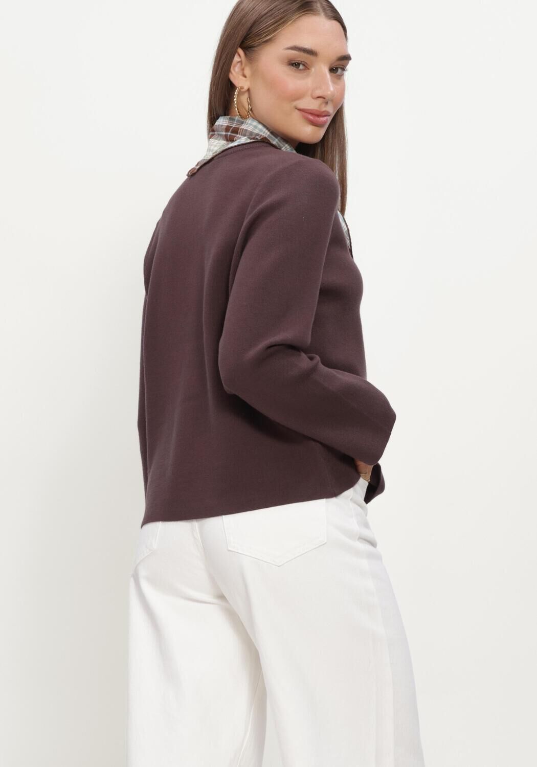 Bruine OBJECT Trui OBJREYNARD O-NECK PULLOVER - large