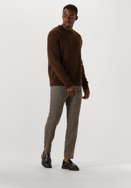 SELECTED MEN Pull SLHARNE LS KNIT RELAXED WOOL CREW NECK en marron - large