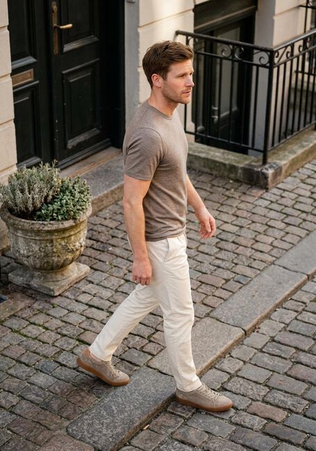PROFUOMO T-shirt T-SHIRT CREW NECK SS en taupe - large