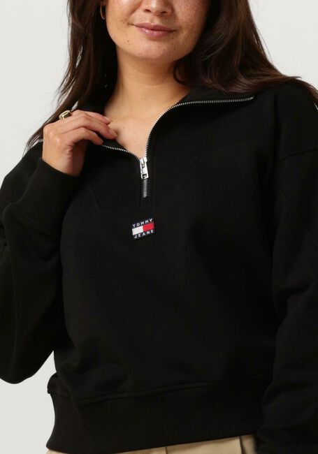 Zwarte TOMMY JEANS Trui BXY 1/4 ZIP XS BADGE - large
