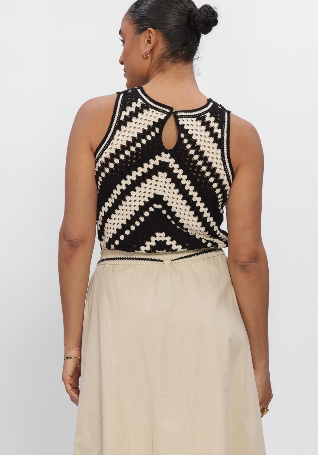 SUMMUM SLEEVELESS TOP STRIPED CROCHET KNIT Hauts & T-shirts en noir - large