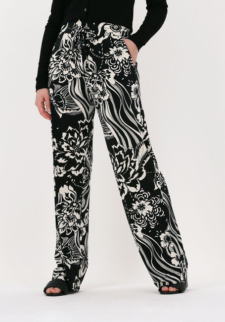 Zwarte VANILIA Wijde broek SWIRL FLOWER WIDE LEG - large