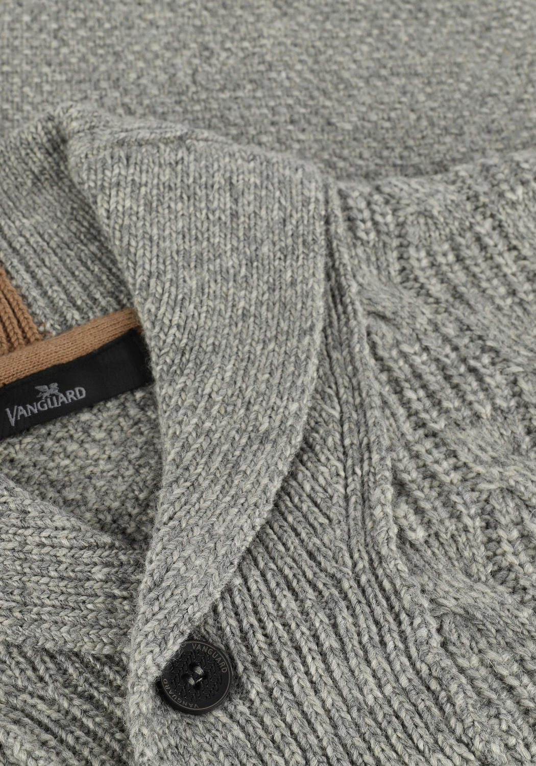 Beige VANGUARD Trui HALF BUTTON COLLAR WOOL BLEND - large