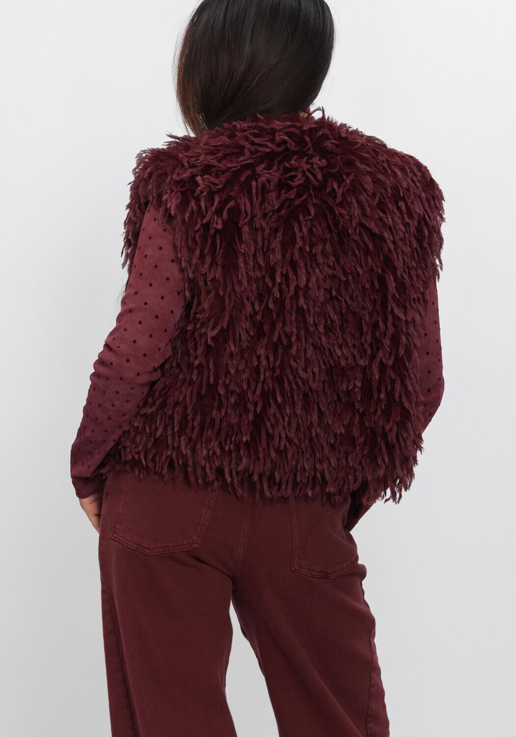 NUKUS Gilet MILA GILET FEATHER Bordeaux - large