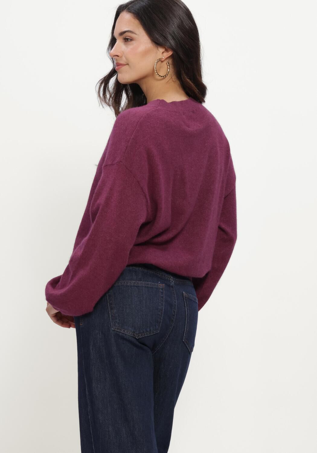 TWNS Pull LONG PUFFED SLEEVES ROUND NECK JUMPER en violet - large