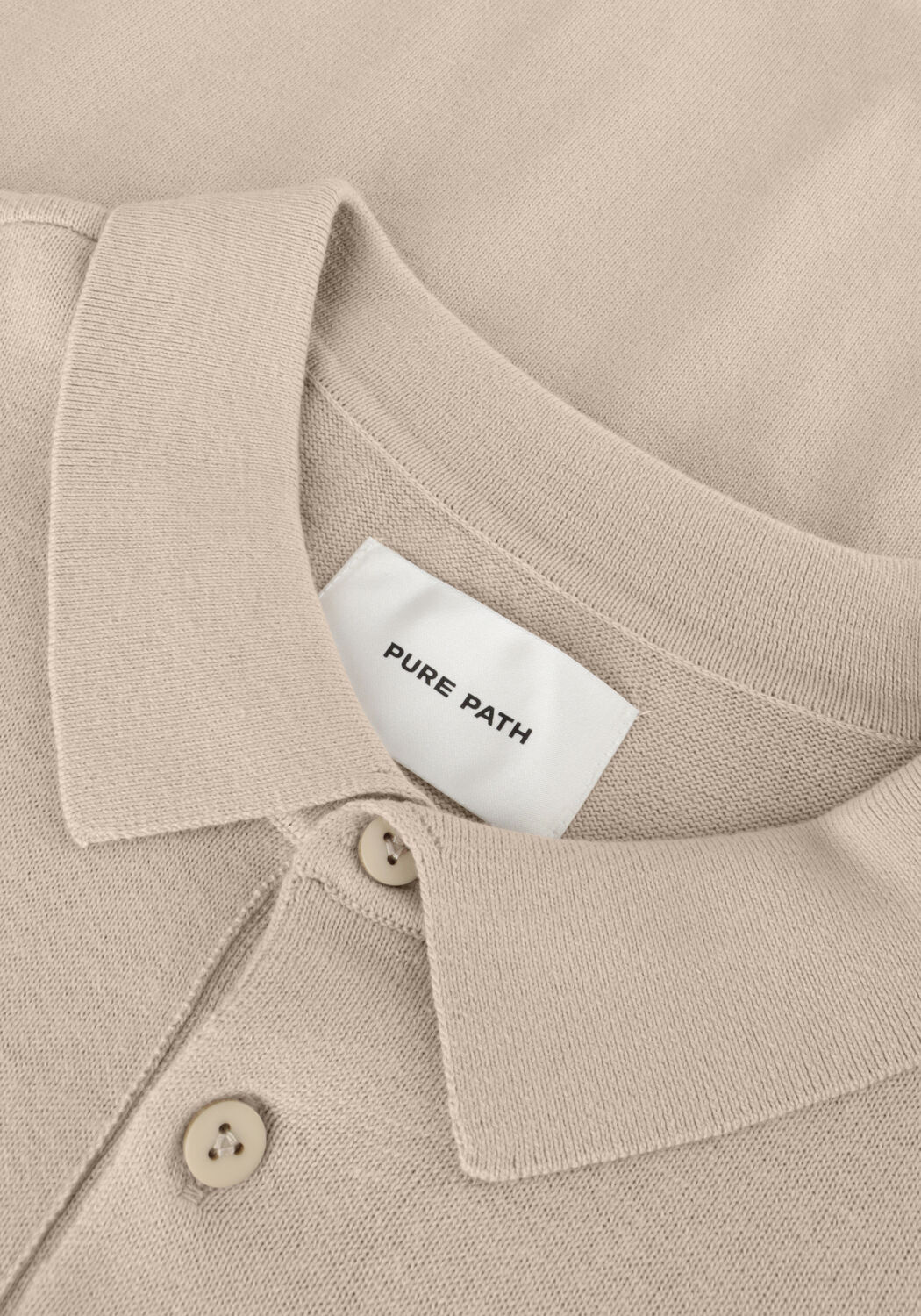PURE PATH Polo KNITTED SHORTSLEEVE POLO BUTTON UP WITH CHEST EMBROIDERY Sable - large