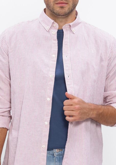 LES DEUX Chemise d&eacute;contract&eacute; KONRAD STRIPE COTTON LINEN SHIRT en rose - large