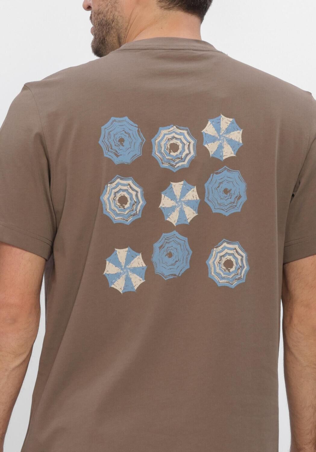 Bruine SELECTED MEN Polo / T-shirt SLHMAX GRAPHIC SS O-NECK TEE - large