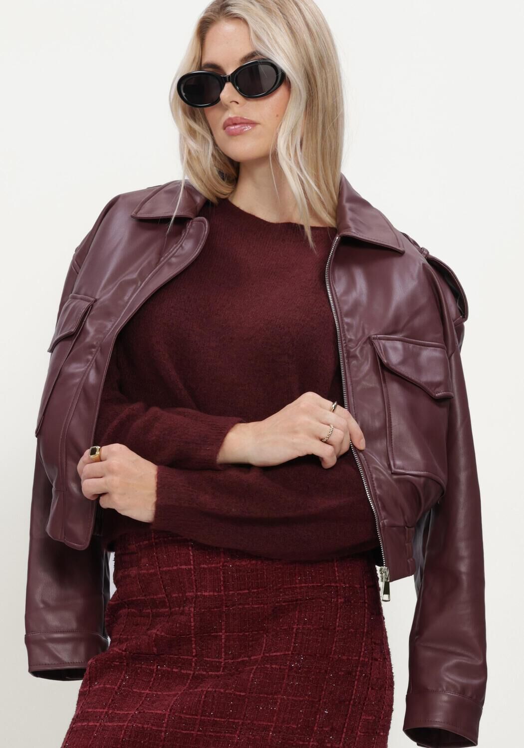 Bordeaux FREEBIRD Leren jas LARA - large