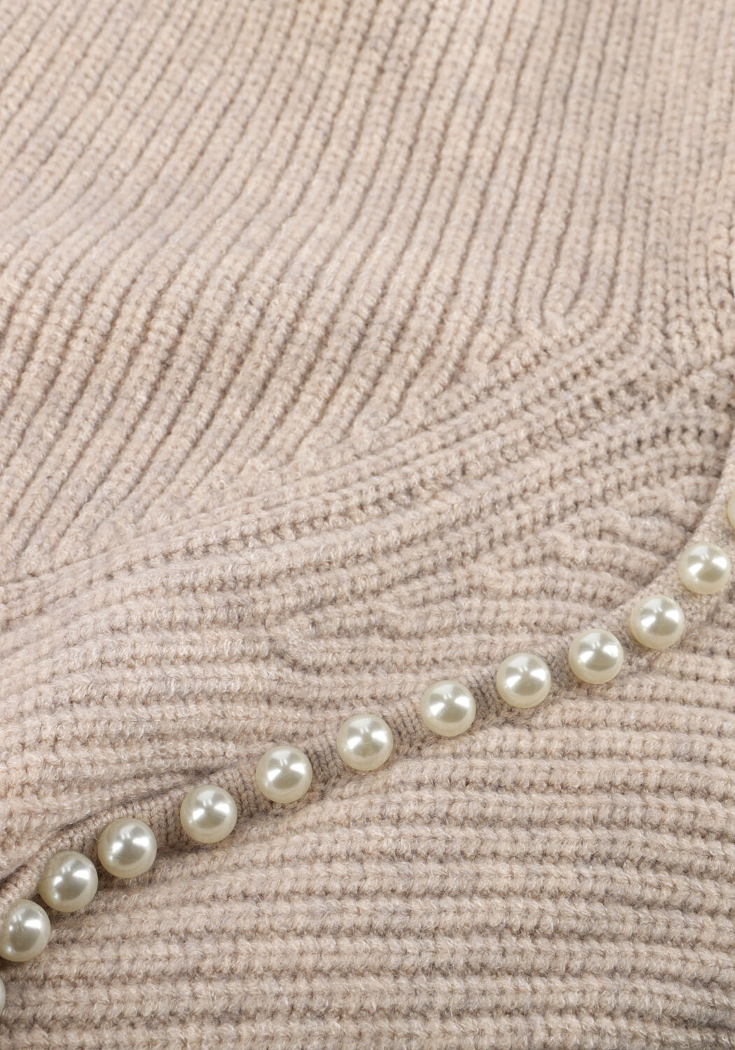 CO'COUTURE Pull ROW RIB PEARL KNIT en beige - large