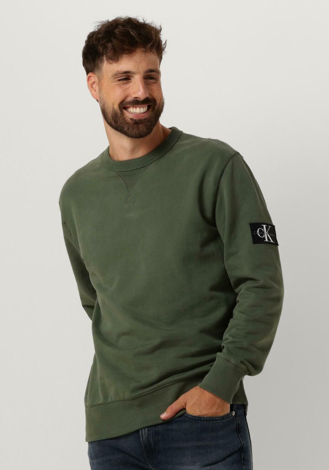 Donkergroene CALVIN KLEIN Sweater BADGE CREW NECK Omoda