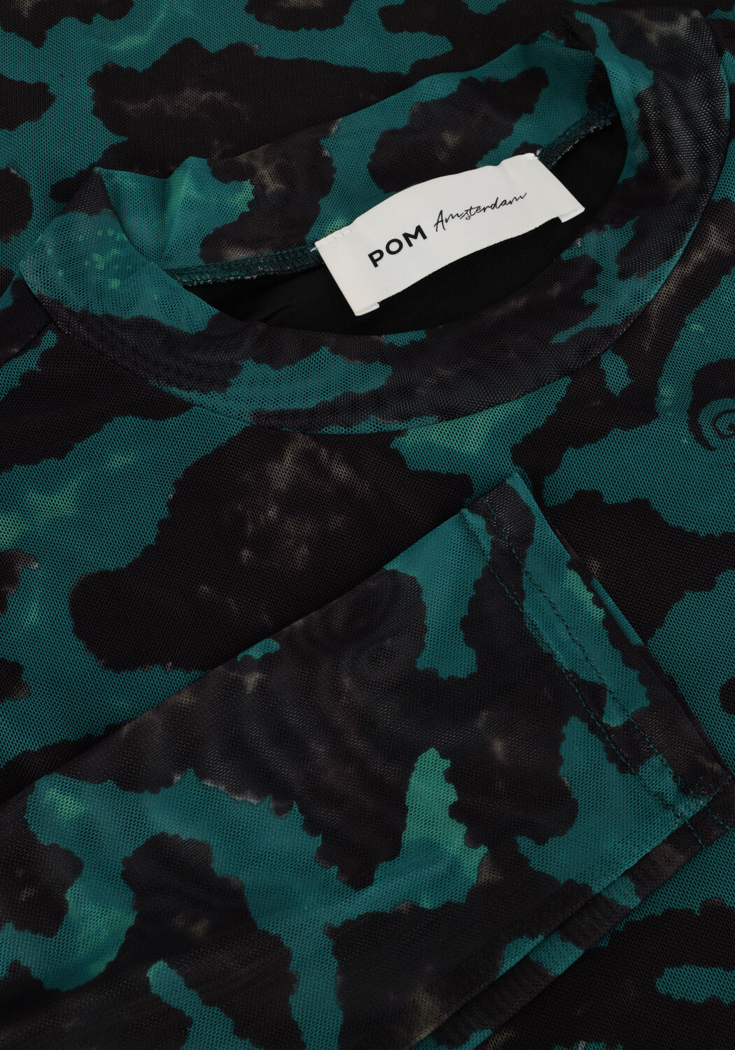 POM AMSTERDAM Robe midi CAMO TEAL GREEN MESH en vert - large
