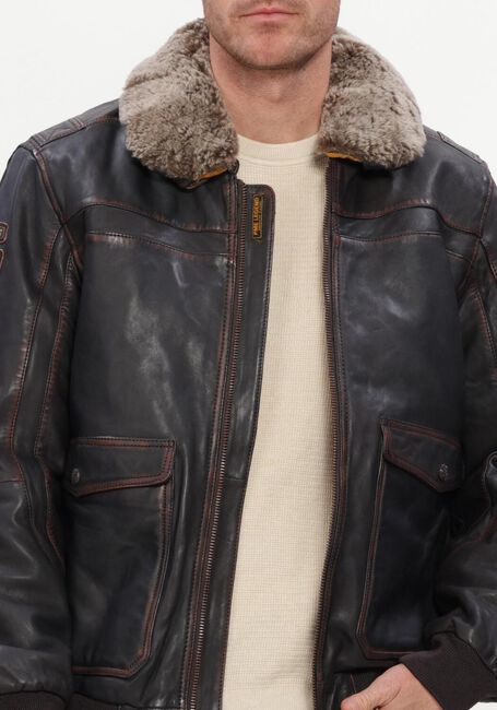PME LEGEND Veste en cuir SHORT JACKET SNOWPROP RUBBED & SHADED SHEEP en marron - large