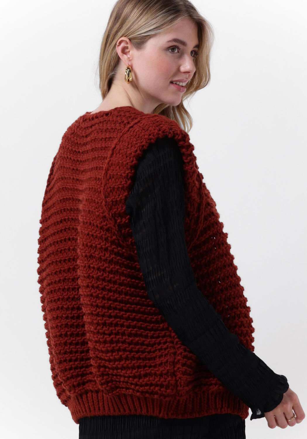 NOTRE V Gilet KNIT GILET Brique Omoda