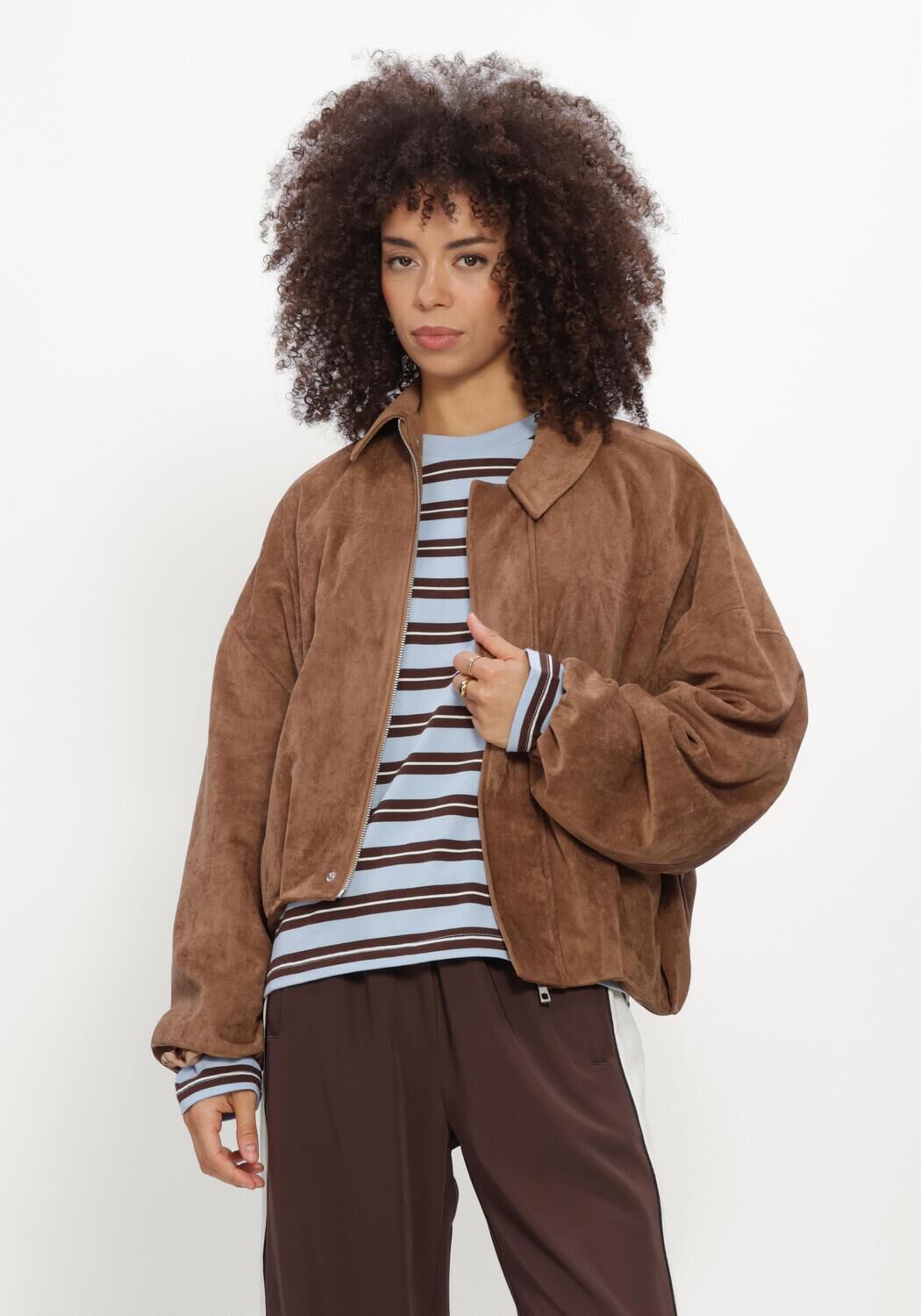 CATWALK JUNKIE Jack FAUX SUEDE JACKET en marron - large