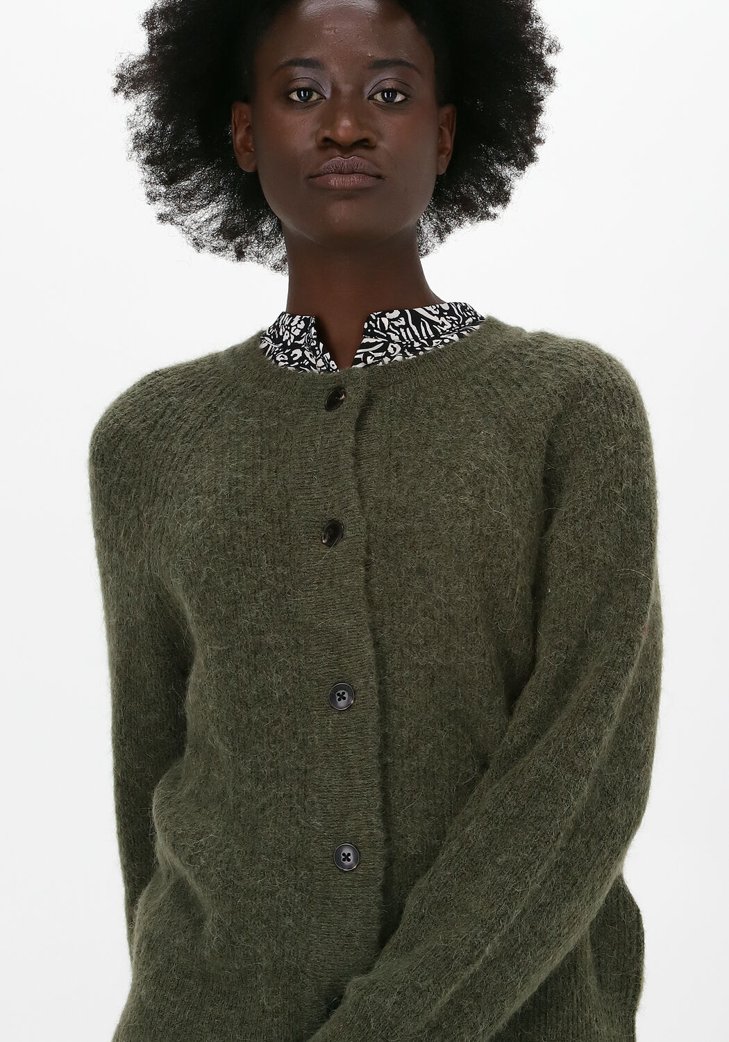 selected femme gilet lulu ls knit short cardigan vert fonc