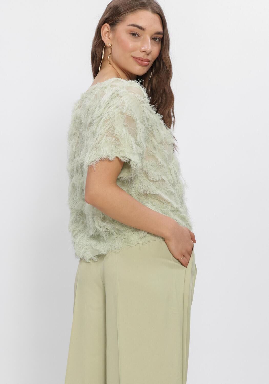 SELECTED WOMEN SLFMYLINE SS BOAT NECK TOP Hauts & T-shirts en vert - large